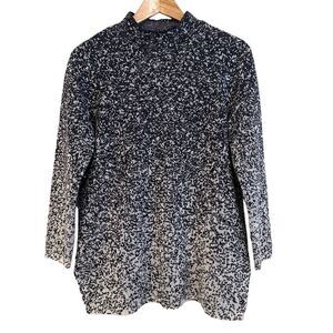 J. Jill Pure Jill Sweater Tunic Charcoal White Knit Ombre Mock Neck Small